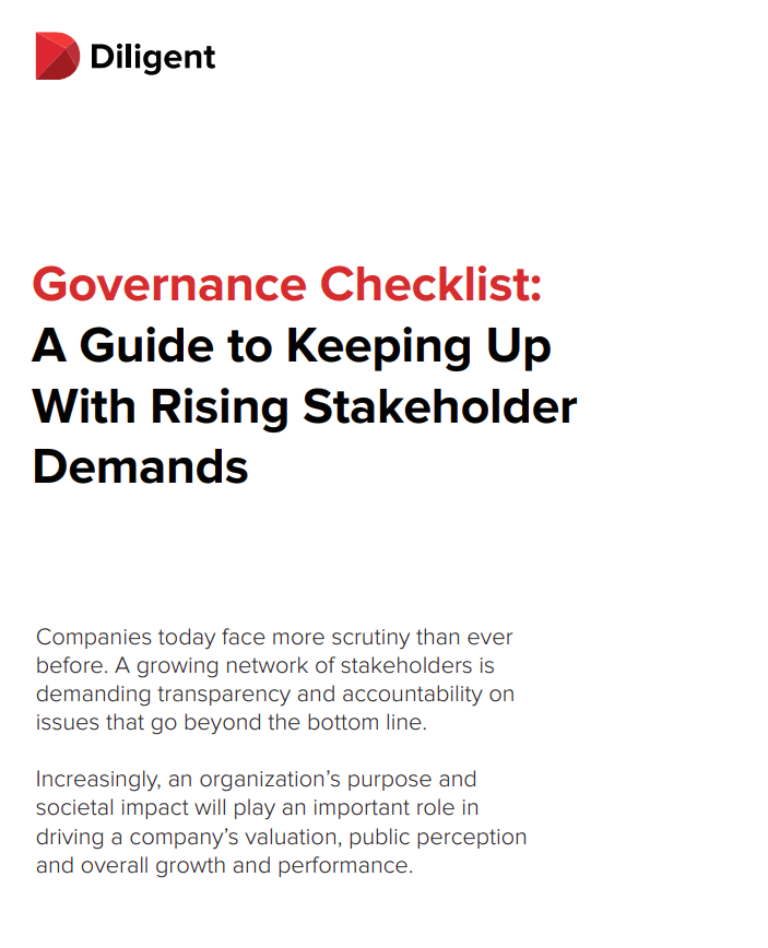 Governance Checklist A Guide to Keeping Up with Rising Stakeholder Demands
